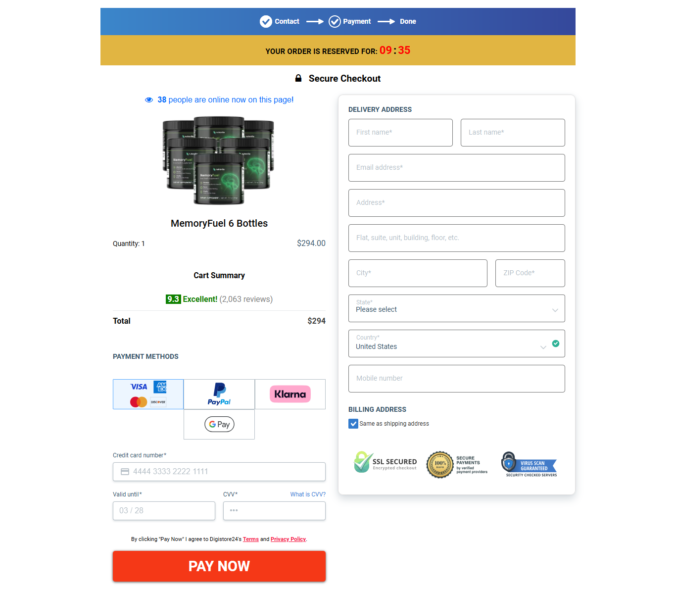 Memory Fuel Payment Screen
